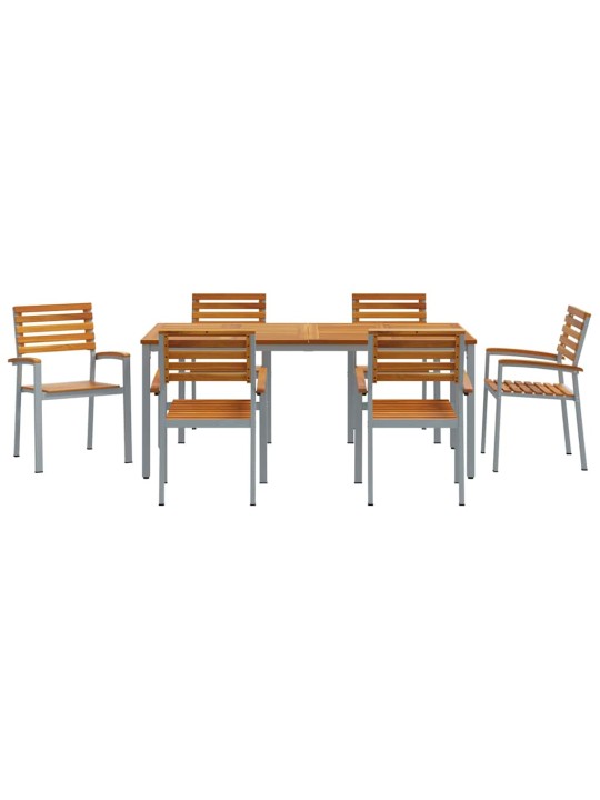 Aia söögilaudade komplekt 7 tk hall ja pruun 180 x 90 x 75 cm