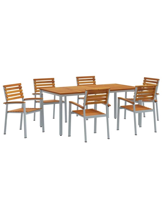Aia söögilaudade komplekt 7 tk hall ja pruun 180 x 90 x 75 cm