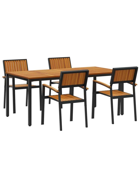 Aia söögilaudade komplekt 5 tk must ja pruun 180 x 90 x 75 cm