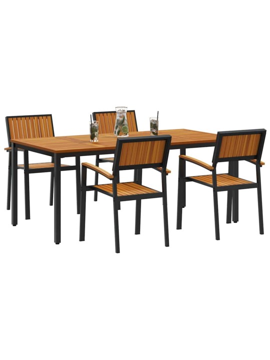 Aia söögilaudade komplekt 5 tk must ja pruun 180 x 90 x 75 cm
