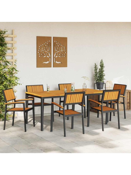 Aia söögilaudade komplekt 7 tk must ja pruun 180 x 90 x 75 cm