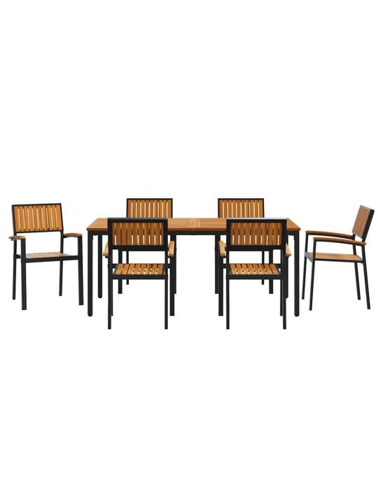 Aia söögilaudade komplekt 7 tk must ja pruun 180 x 90 x 75 cm