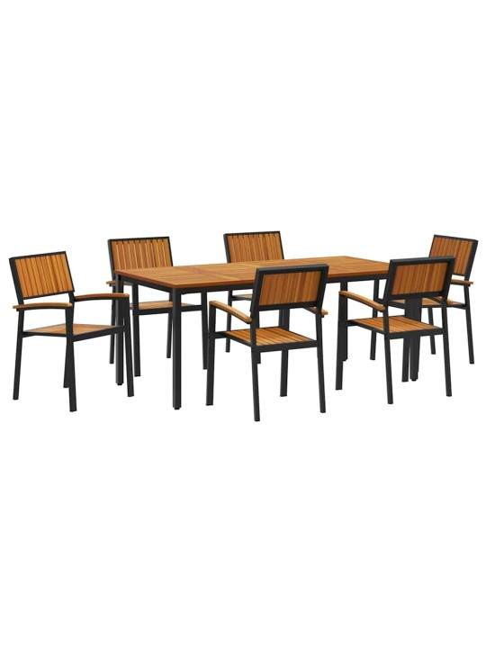 Aia söögilaudade komplekt 7 tk must ja pruun 180 x 90 x 75 cm
