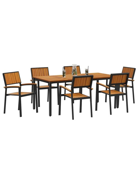 Aia söögilaudade komplekt 7 tk must ja pruun 180 x 90 x 75 cm