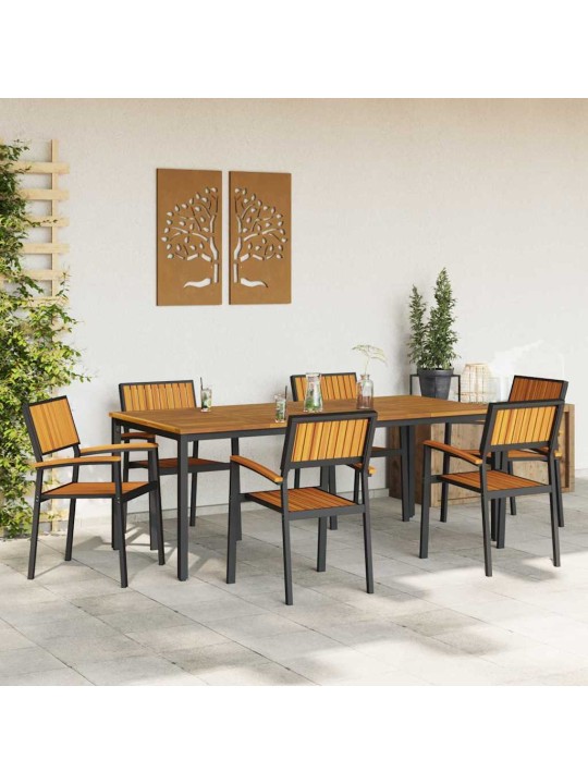 Aia söögilaudade komplekt 7 tk must ja pruun 200 x 90 x 75 cm