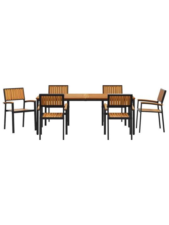 Aia söögilaudade komplekt 7 tk must ja pruun 200 x 90 x 75 cm