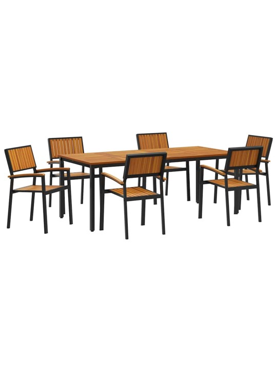 Aia söögilaudade komplekt 7 tk must ja pruun 200 x 90 x 75 cm