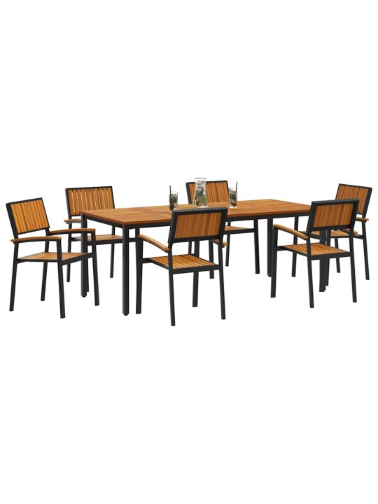 Aia söögilaudade komplekt 7 tk must ja pruun 200 x 90 x 75 cm
