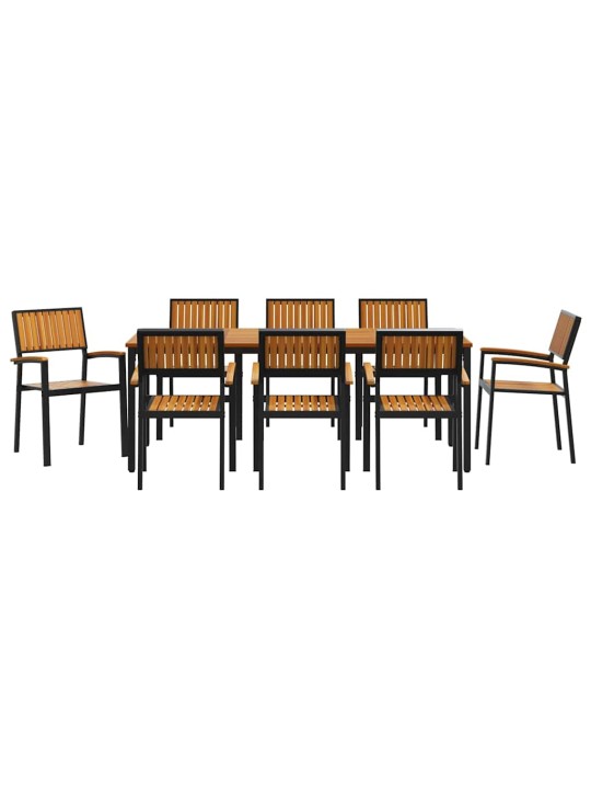 Aia söögilaudade komplekt 9 tk must ja pruun 200 x 90 x 75 cm