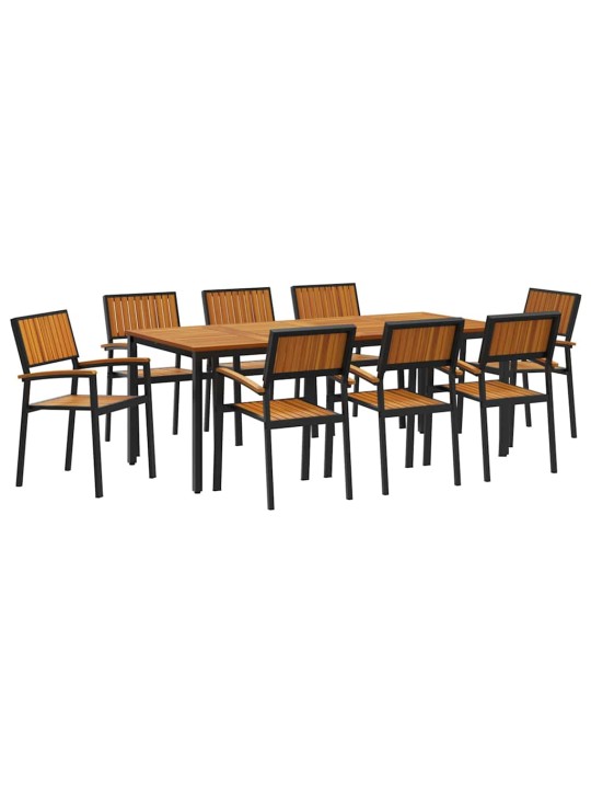 Aia söögilaudade komplekt 9 tk must ja pruun 200 x 90 x 75 cm