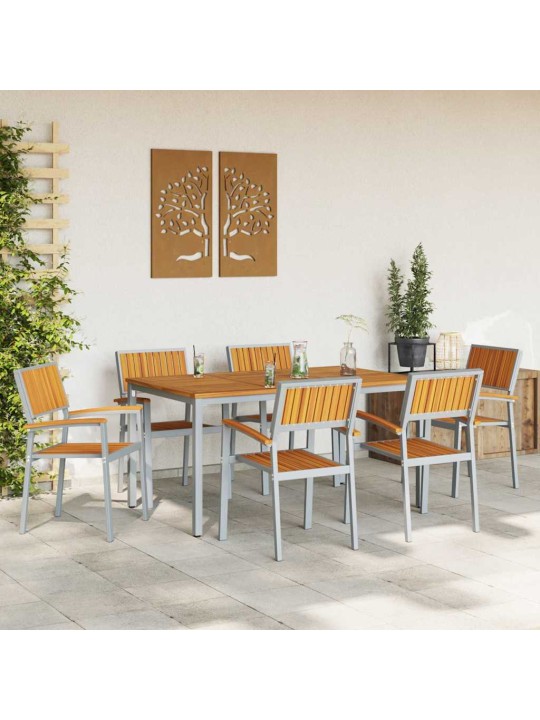 Aia söögilaudade komplekt 7 tk hall ja pruun 150 x 90 x 75 cm