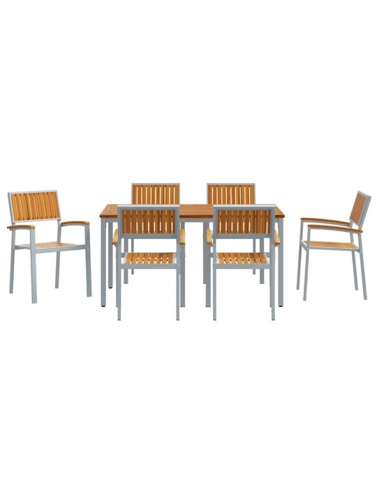 Aia söögilaudade komplekt 7 tk hall ja pruun 150 x 90 x 75 cm