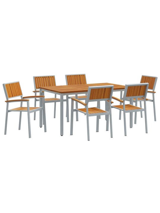 Aia söögilaudade komplekt 7 tk hall ja pruun 150 x 90 x 75 cm
