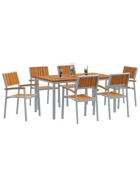 Aia söögilaudade komplekt 7 tk hall ja pruun 150 x 90 x 75 cm