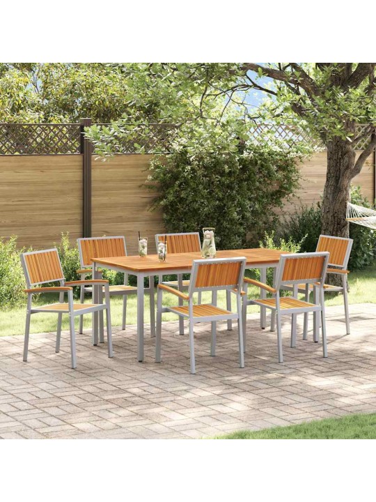 Aia söögilaudade komplekt 7 tk hall ja pruun 180 x 90 x 75 cm