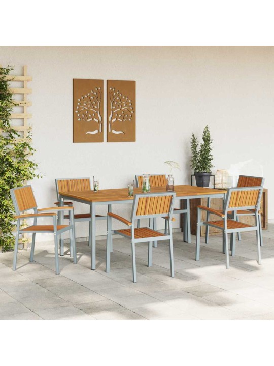 Aia söögilaudade komplekt 7 tk hall ja pruun 180 x 90 x 75 cm