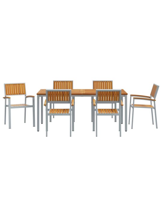 Aia söögilaudade komplekt 7 tk hall ja pruun 180 x 90 x 75 cm