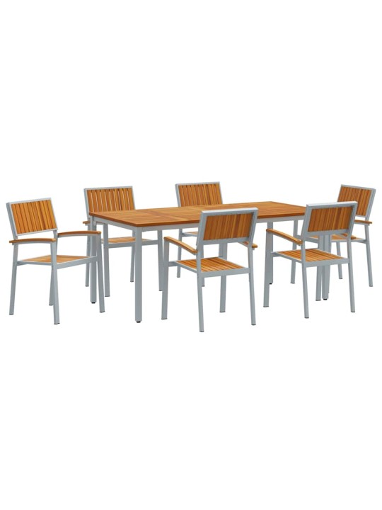 Aia söögilaudade komplekt 7 tk hall ja pruun 180 x 90 x 75 cm
