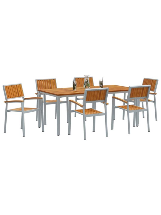 Aia söögilaudade komplekt 7 tk hall ja pruun 180 x 90 x 75 cm