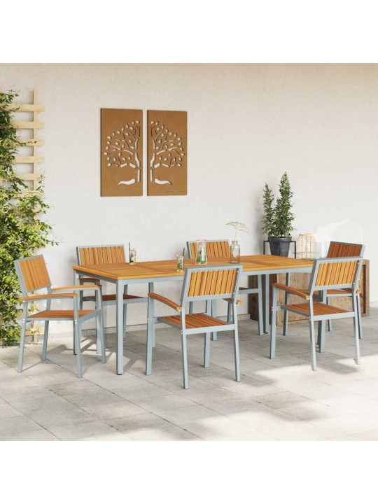 Aia söögilaudade komplekt 7 tk hall ja pruun 200 x 90 x 75 cm