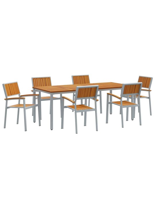 Aia söögilaudade komplekt 7 tk hall ja pruun 200 x 90 x 75 cm