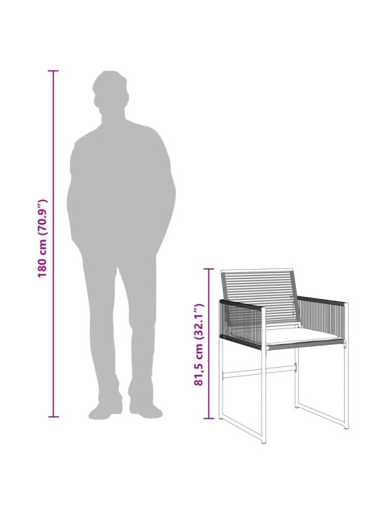 5-osaline aiamööbli komplekt patjadega, must, polürotang