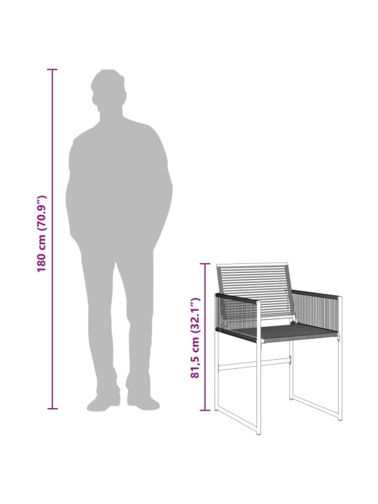 7-osaline aiamööblikomplekt, must, polürotang