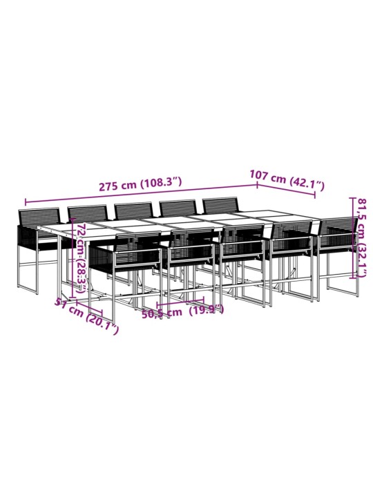 11-osaline aia söögimööbli komplekt, must, polürotang