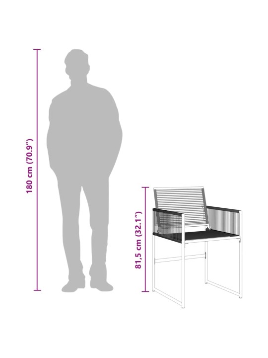 7-osaline aiamööblikomplekt, must, polürotang