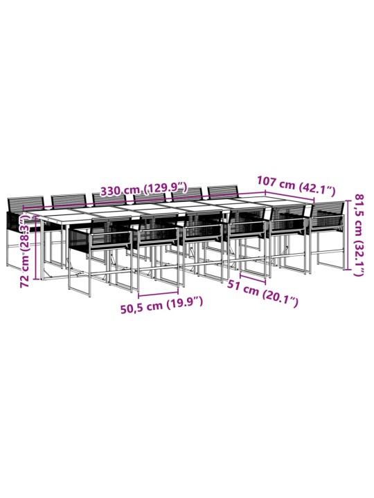 13-osaline aia söögimööbli komplekt, must, polürotang