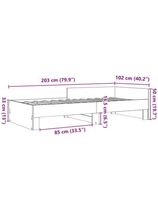 Peatsiga voodiraam, ilma madratsita, pruun tamm 100x200cm