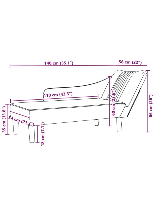 CHAISE LOUNGE PAREMA KÄETOEGA HELEHALLI KANGAGA