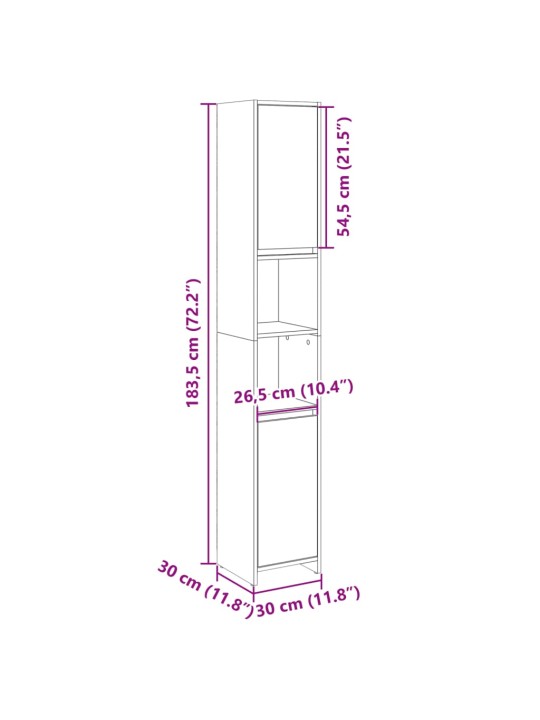 Vannitoakapp sonoma tamm 30 x 30 x 183,5 cm tehispuit