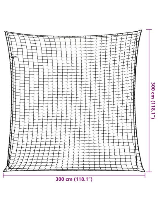 Haagisevõrk elastse nööriga, must, 3 x 3 m, pp