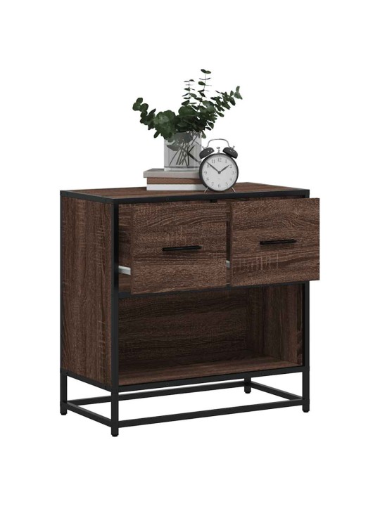 ÖÖKAPP PRUUN TAMM 60X31X60 CM KONSTRUEERITUD PUIT JA METALL