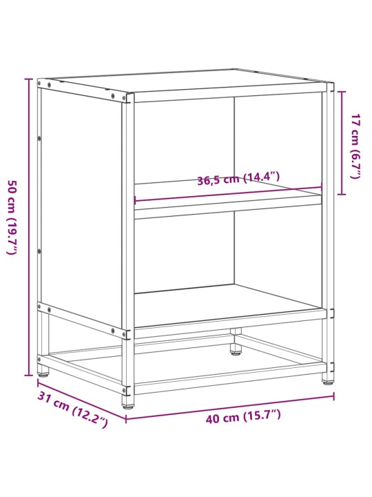 ÖÖKAPP SONOMA TAMM 40X31X50 CM INSENERITUD PUIT JA METALL