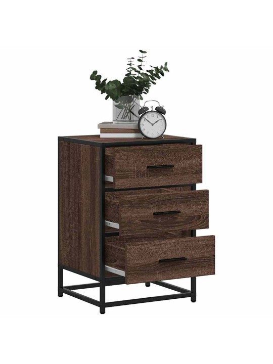 ÖÖKAPP PRUUN TAMM 40X34,5X60 CM KONSTRUEERITUD PUIT JA METALL