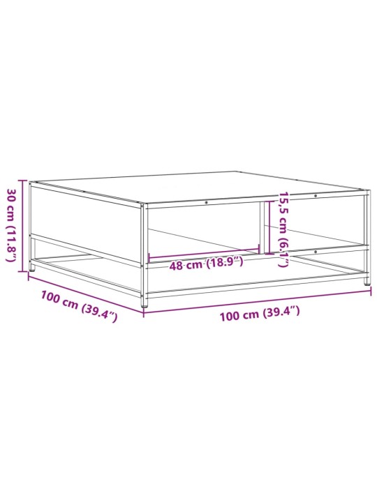 DIIVANILAUD MUST 100X100X30 CM ENGINEERED WOOD AND METAL