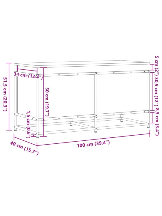 Kaanega hoiukast, must, 100x40x51,5 cm, tehispuit