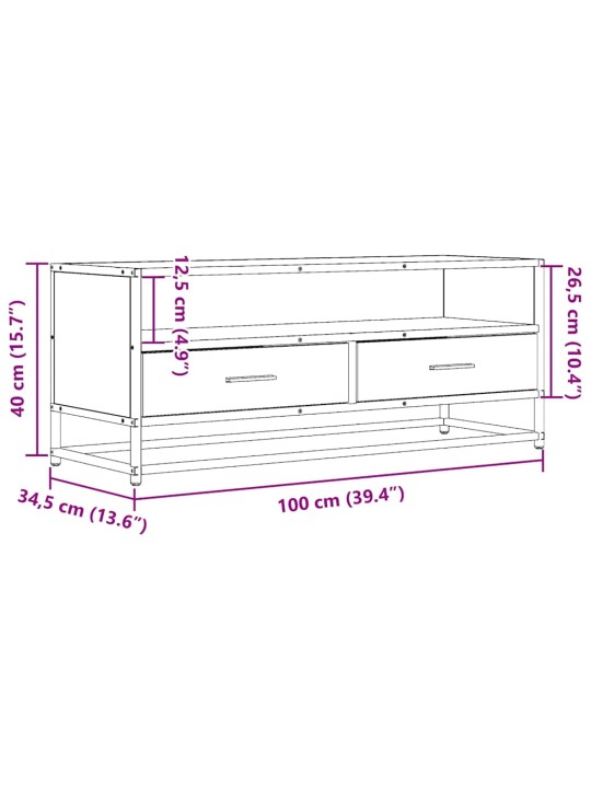 TELERIKAPP MUST 100X34,5X40 CM ENGINEERED WOOD AND METAL