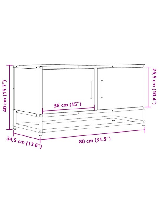 Telerikapp, must, 80x34,5x40 cm, tehispuit ja metall