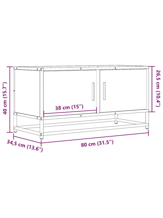 Telerikapp, hall sonoma tamm, 80x34,5x40 cm, tehispuit