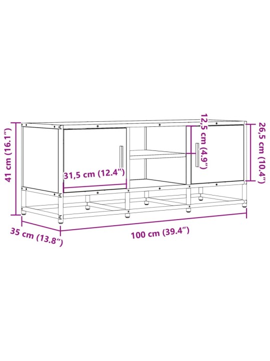 Telerikapp, must, 100x35x41 cm, tehispuit ja metall