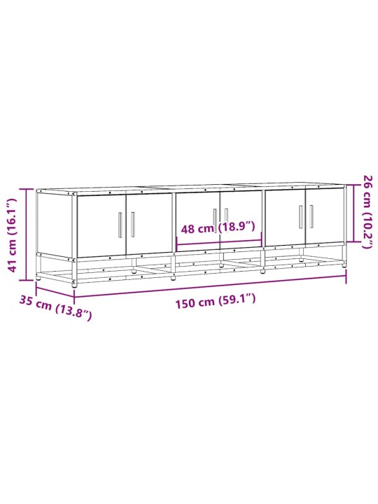 TELERIKAPP MUST 150X35X41 CM ENGINEERED WOOD AND METAL