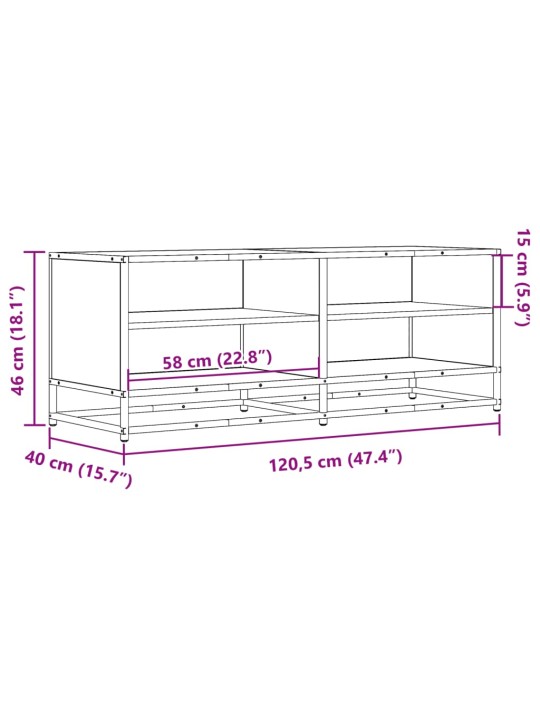 Telerikapp, must, 120,5x40x46 cm, tehispuit ja metall