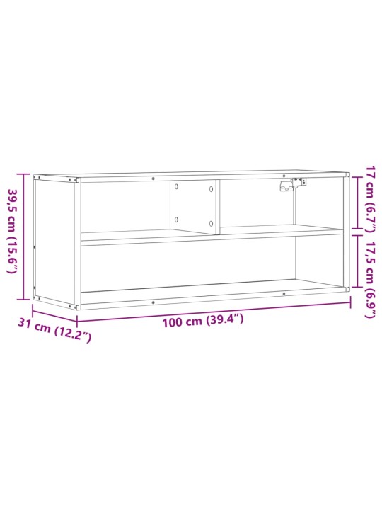 Telerikapp, hall sonoma tamm, 100x31x39,5 cm, tehispuit