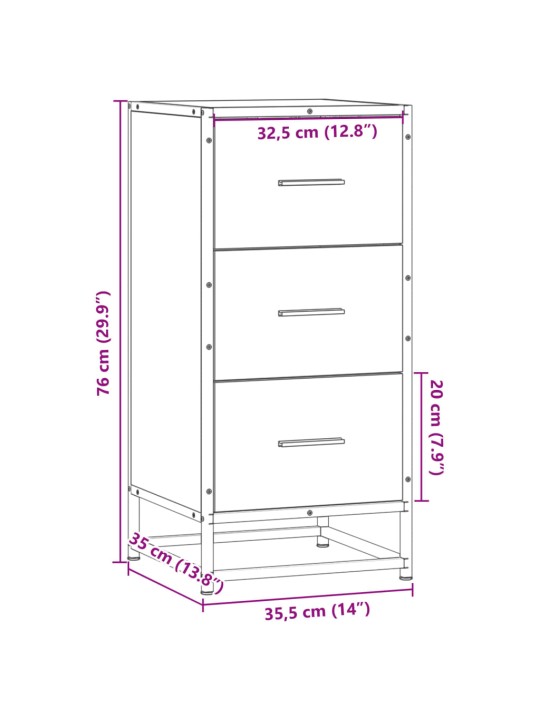 Puhvetkapp, hall sonoma tamm, 35,5x35x76 cm, tehispuit/metall