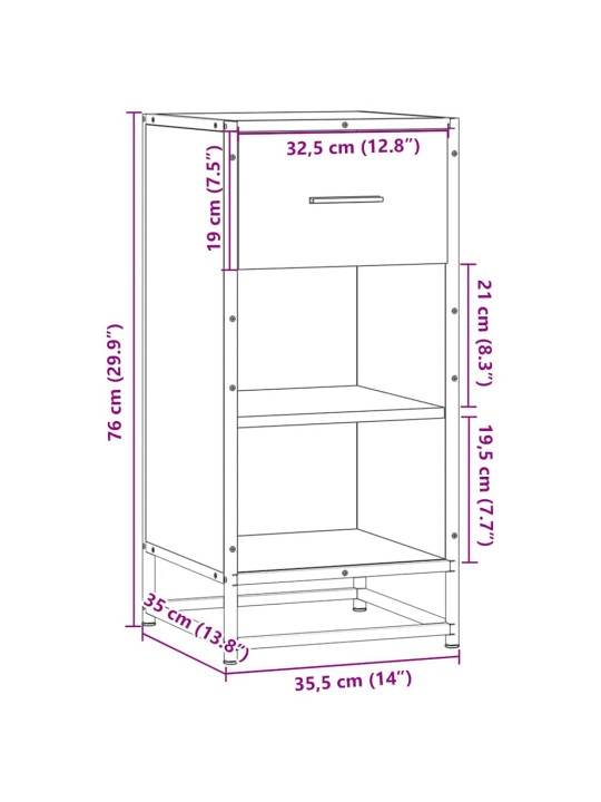 PUHVETKAPP, HALL SONOMA TAMM, 35,5X35X76 CM, TEHISPUIT/METALL