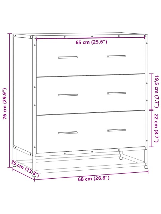PUHVETKAPP PRUUN TAMM 68X35X76 CM ENGINEERED WOOD AND METAL