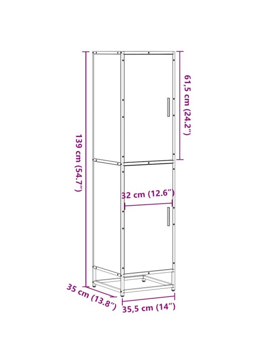 HIGHBOARD SONOMA TAMM 35,5X35X139 CM INSENERITUD PUIT JA METALL